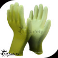 SRSAFETY guantes revestidos pu amarillos con la muñeca del kint